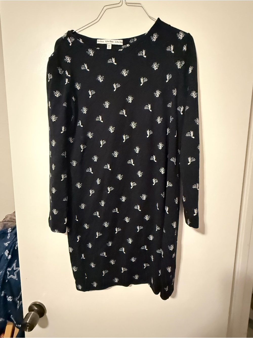 & Other Stories Black Long Sleeve Dress with White Floral Print